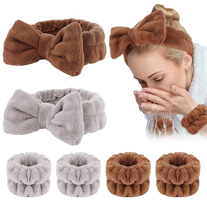 WHAVEL 6PCS Spa Headband and Wristbands Set, Face Wash Headband Wrist Bands by Whavel