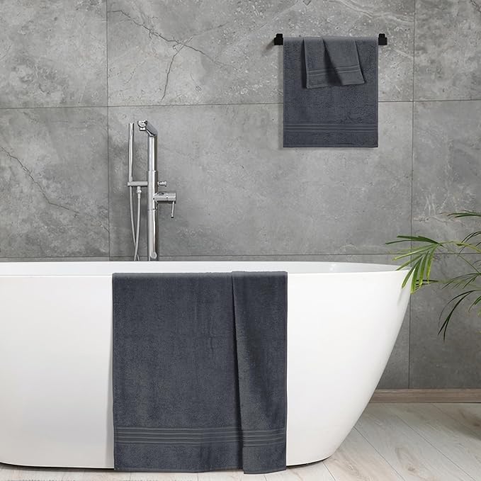 BOUTIQUO Ultra Soft 3 Pack Cotton Towel Set, Contains a Bath Towels 28x55 inch - Image 5