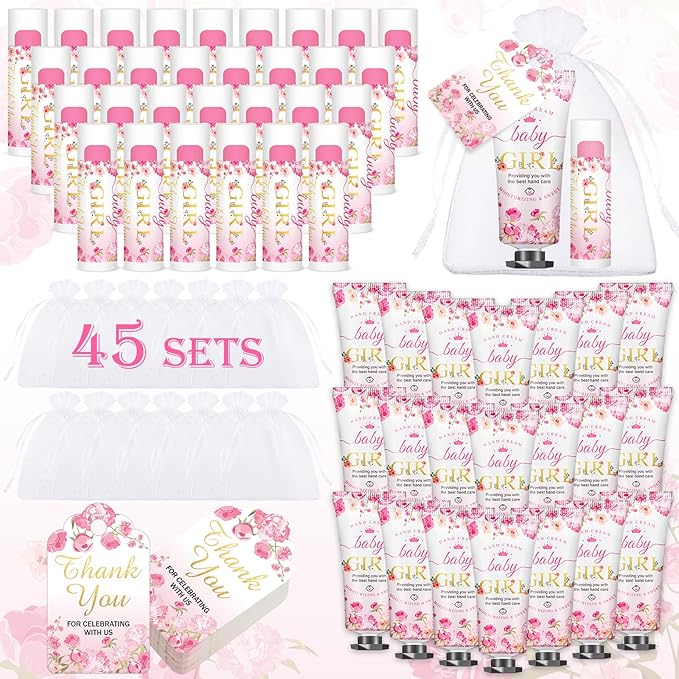 VISCOO 45 Sets Baby Shower Hand Cream and Lip Balm Gifts, Baby Shower Party by VISCOO
