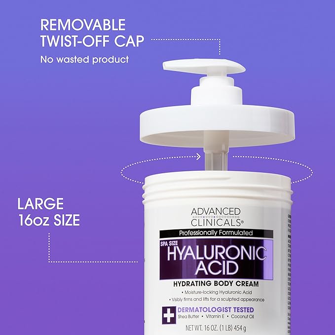 Advanced Clinicals Hyaluronic Acid Moisturizer + Fragrance Free Collagen Cream - Image 2