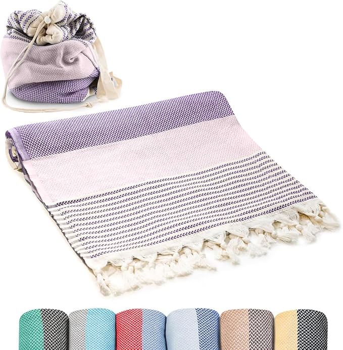 ATANI Turkish Beach Towel, Converts to a Bag, Oversized 100% Cotton Bath Towels by ATANI