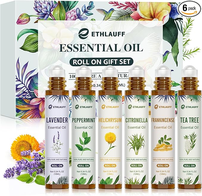 Essential Oil Roll On Set, Natural Aromatherapy Roll On, Relaxation Gift by Ethlauff
