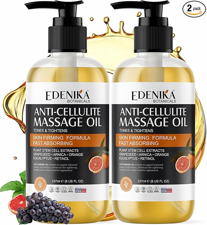 EDENIKA BOTANICALS Firming Anti Cellulite Massage Oil, Grapeseed Oil, Plant by EdenikaBotanicals