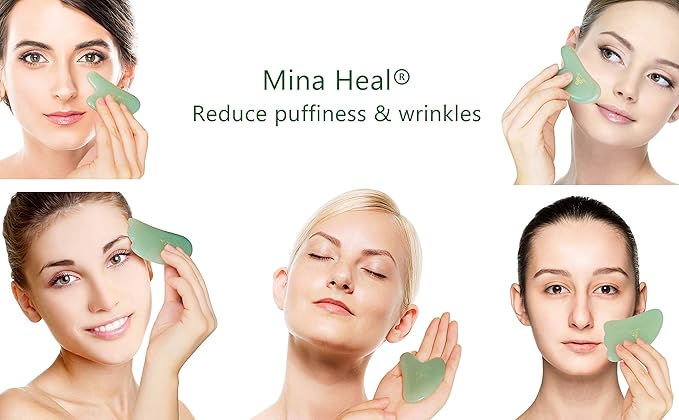 Mina Heal Green Aventurine Jade Stone Gua Sha Facial Massager Excellent - Image 5