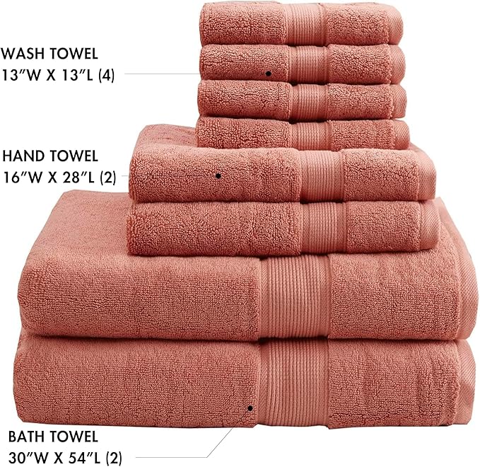 Madison Park 800GSM Bathroom Towel Set of 8 100% Cotton Bath Towel Set - Image 4