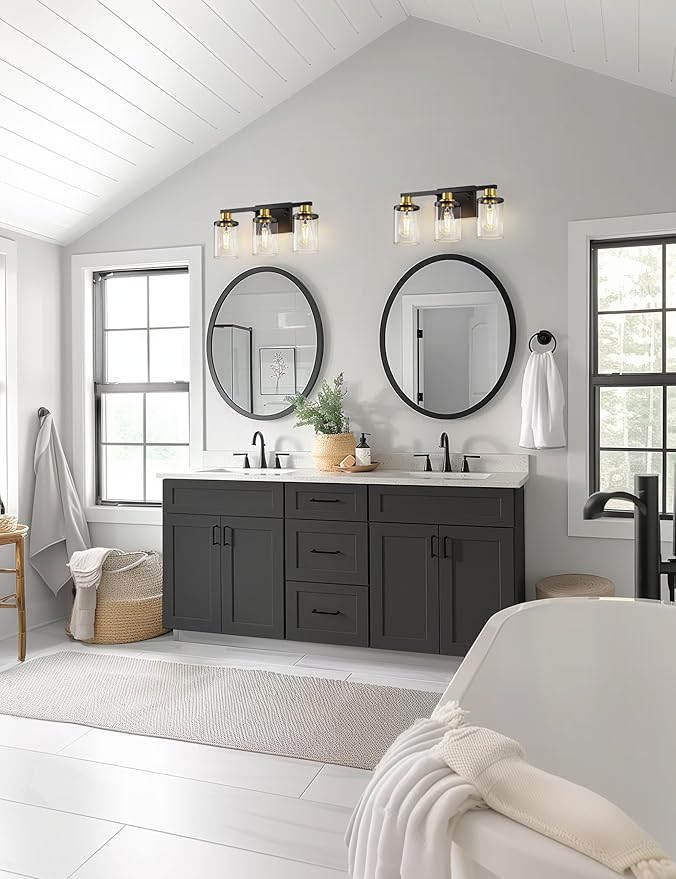 L LOHAS LED 3-Light Black and Gold Bathroom Light Fixtures, 20 Inch Modern - Image 6