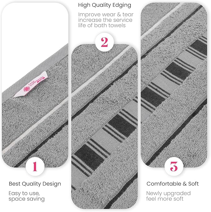 CASA COPENHAGEN X Line 6Pcs 100% Egyptian Cotton Large Designer Towels Gift - Image 7