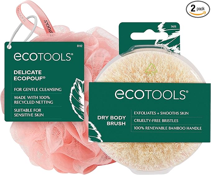 EcoTools Dry Body Brush for Circulation, Dead Skin Removal + Pink Delicate by EcoTools