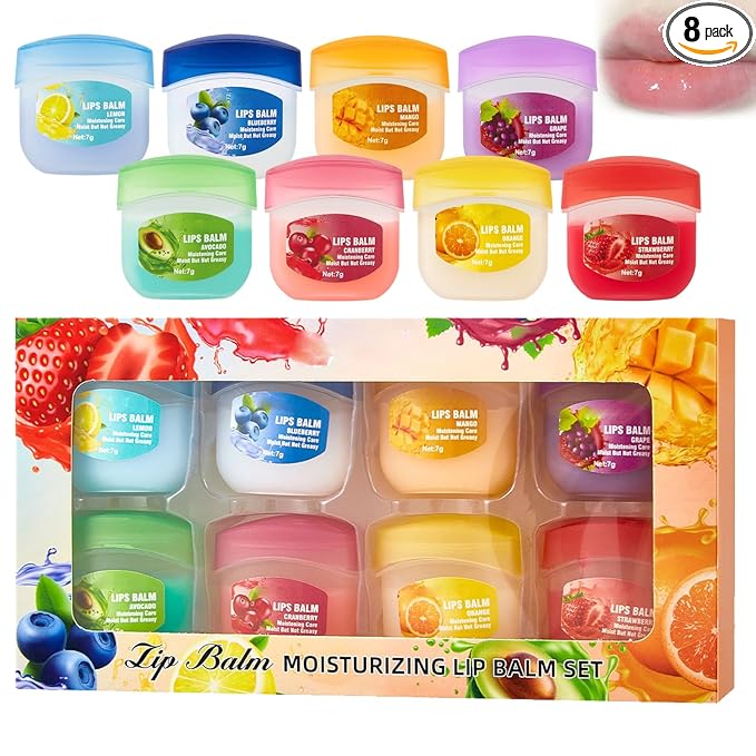 8Piece Set Lip Balm, Moisturizing Lip Care Kit, 8 Fruit Flavored Lip Masks by Unknown