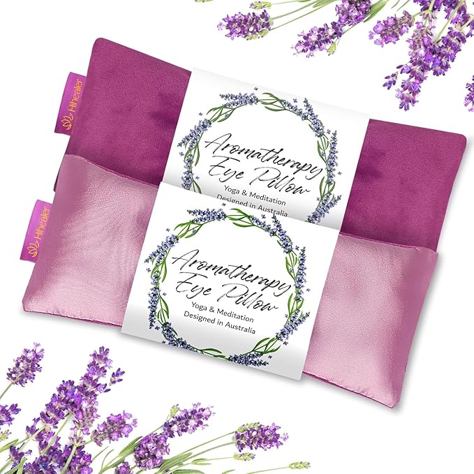 Weighted Eye Mask for Sleep, Meditation, Lavender Eye Pillow Heated for Headache by HIhealer