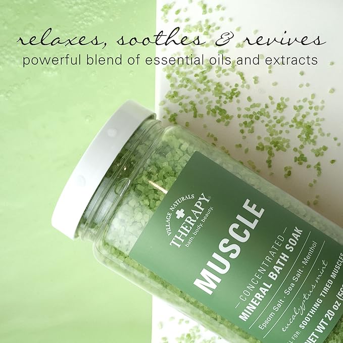 Village Naturals Therapy, Muscle Concentrated Mineral Bath Soak, Eucalyptus - Image 3