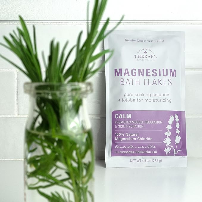 Village Naturals Therapy Calm Magnesium Bath Flakes, Lavender Vanilla Scent - Image 9