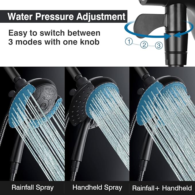 INAVAMZ Shower Heads with Handheld Spray Combo: 7.2" Rain Shower Head & - Image 2