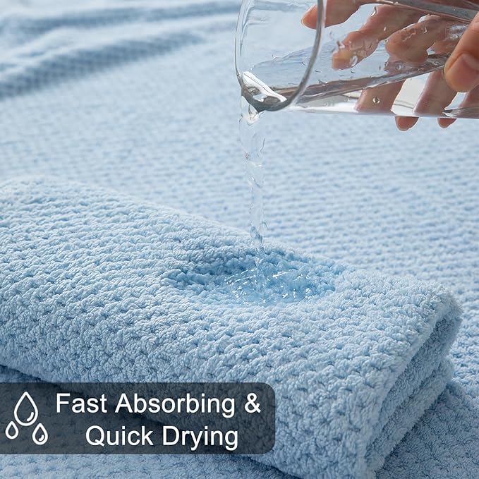 8-Piece Blue Bath Towels Set, 2 Oversized Large Bath Towels Sheet, 2 Hand - Image 8