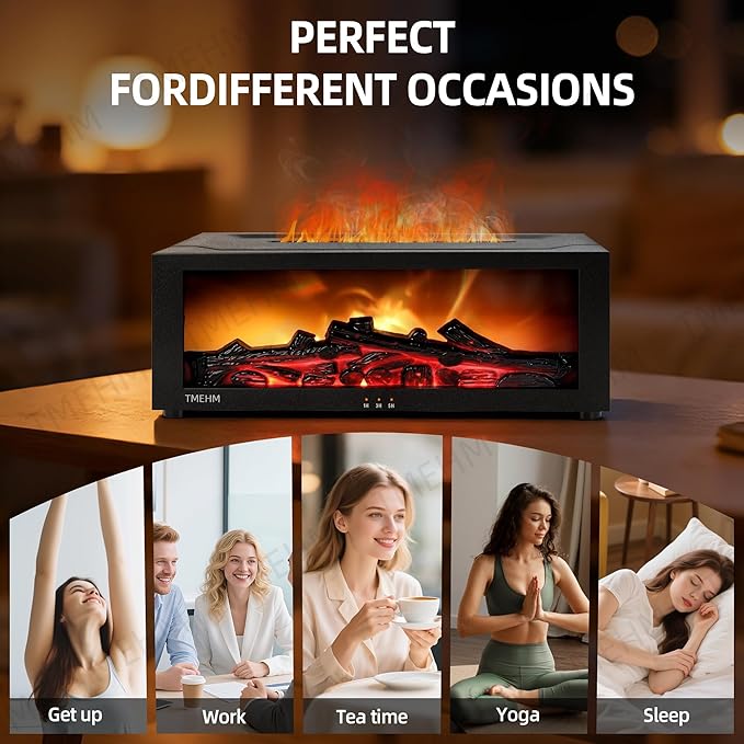 TMEHM Fireplace Flame Air Diffuser Humidifier, 7 Colors Aromatherapy Essential - Image 7