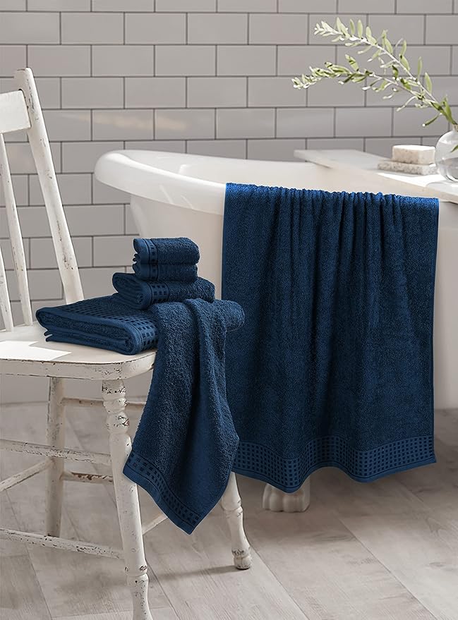 GLAMBURG 100% Cotton Ultra Soft 6 Pack Towel Set, Contains 2 Bath Towels 28x55 - Image 3