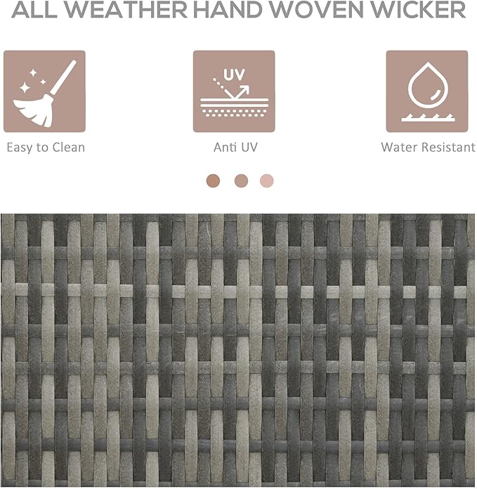 Outsunny Valet Pool Towel Rack, Waterproof PE Plastic Rattan Wicker Storage - Image 4