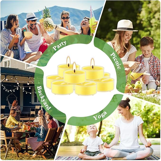 3.5-Hour 100Pack Yellow Tealight Candles, Outdoor and Indoor Summer Scented - Image 7