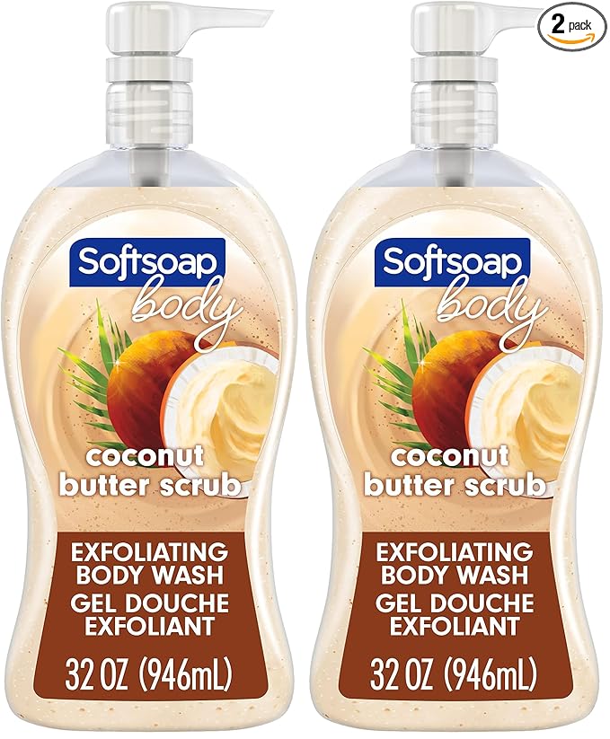 Softsoap Body Wash Pump, Coconut Butter Scrub, Exfoliating Body Wash, 32 Ounce by Home