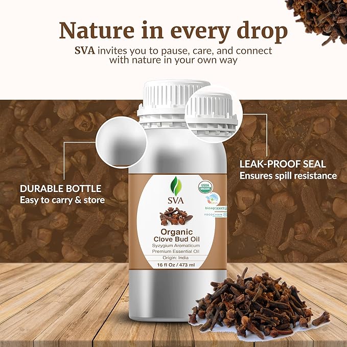 SVA Clove Essential Oil Organic– 16 Fl Oz – 100% Natural Clove Oil - Image 7