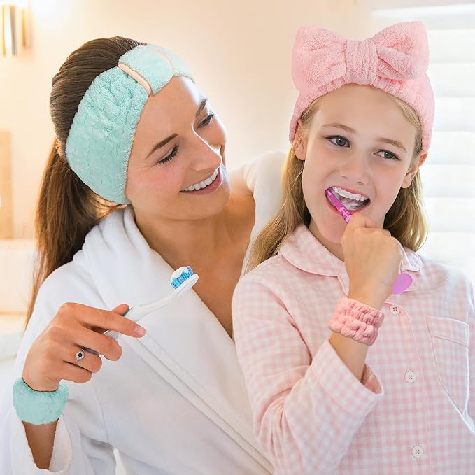 DiyJibb 9 Pcs Spa Headband for Washing Face, Skincare Headband and Wristband Set - Image 6