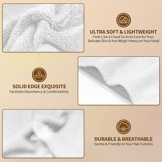 NEXCOVER Hair Towel Microfiber, 2 Pack White 9.8 inch X 25.5 inch Hair Wrap - Image 2