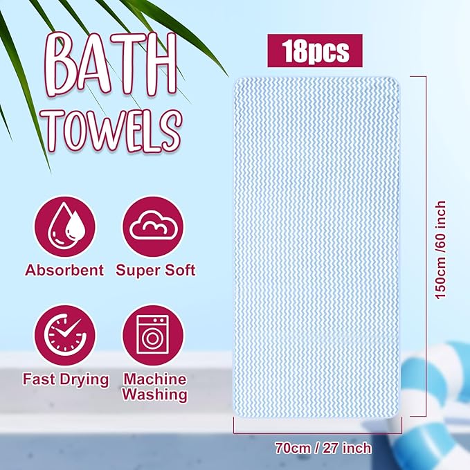 SmoothNovelty 18 Pack Microfiber Bath Towels Bulk 27'' x 60'' Oversized Size - Image 2