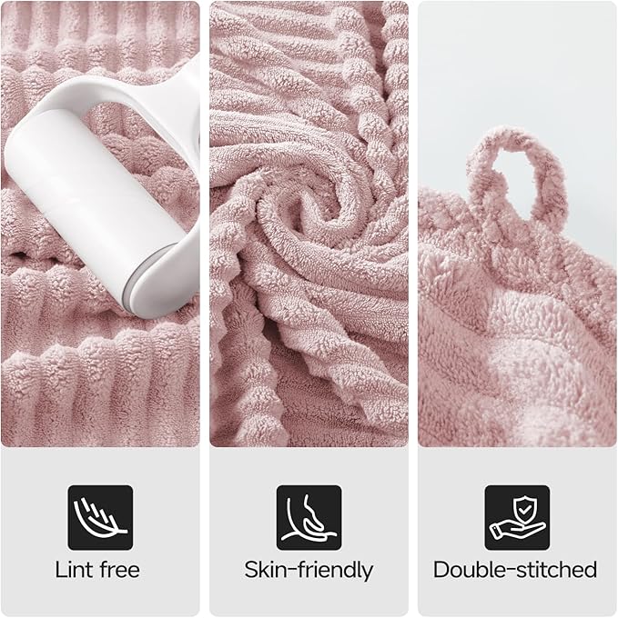REDKISS Pink Microfiber Bath Towels Set 8 Piece - Image 6