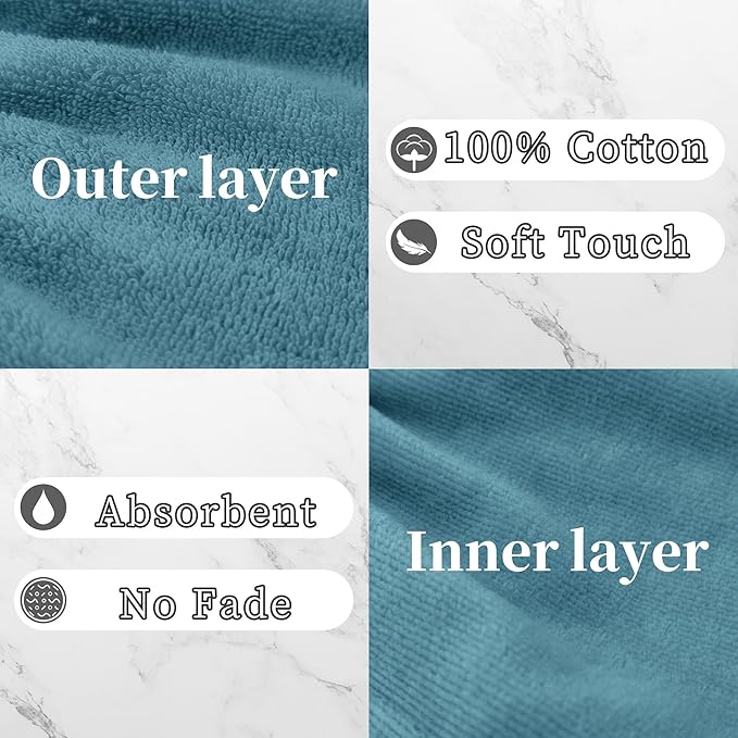 VOOVA & MOVAS 6-Pack Shower Wash Cloth, 100% Cotton Soft Absorbent Bath Mitts - Image 3