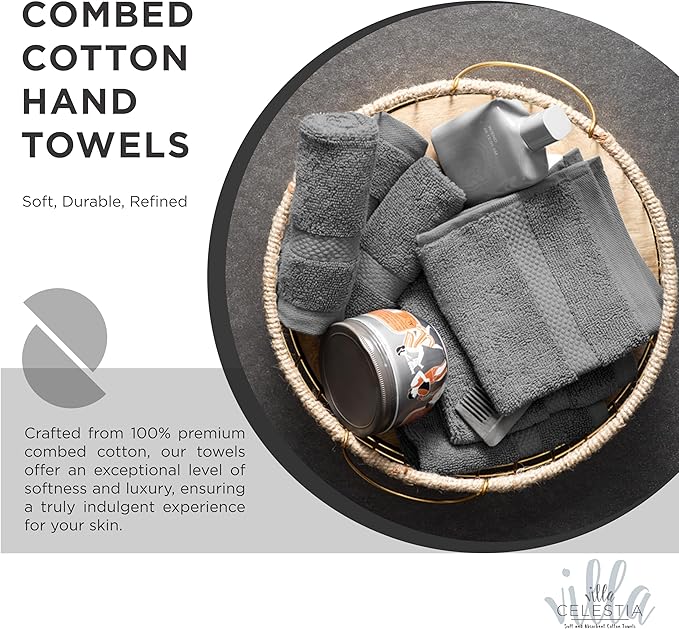 100% Cotton Hand Towel Set of 2, Sustainable, Highly Absorbent, Quick Drying - Image 2
