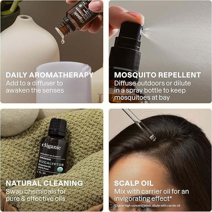 Cliganic Organic Eucalyptus Essential Oil, 100% Pure | Natural Aromatherapy Oil - Image 5