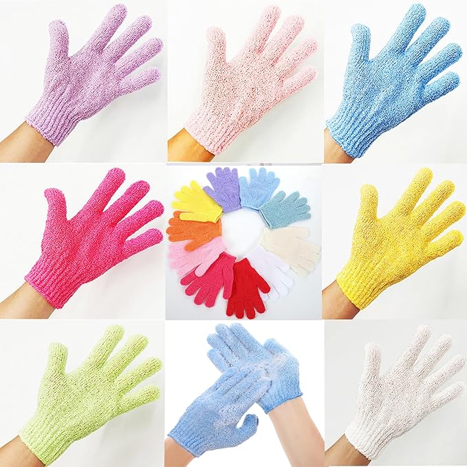 IBLUE Shower Gloves, Double Sided Exfoliating Bath Body Scrub Gloves - Image 9