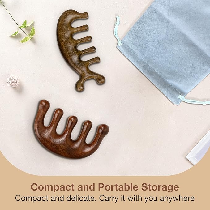 Natural Wooden Hair Growth Scalp Massager Comb, Wood Scalp Massager Tool - Image 2