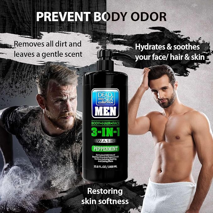Dead Sea Collection Peppermint Men’s Body Wash – 3 in 1 Body Wash - Image 6