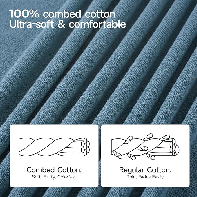 ecolook Bath Towels Set of 4, 100% Cotton, 27 x 55 Inches, Quick-Drying & - Image 7