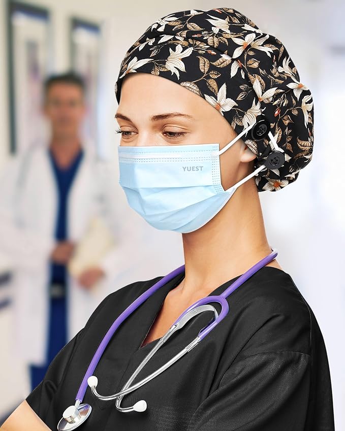 2 Pack Satin Lined Bouffant Scrub Caps - Image 3