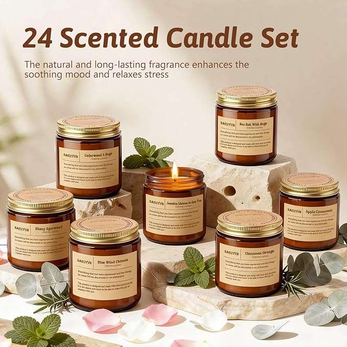 24 Pack Scented Candles for Home, 3.5oz Crystal Soy Candles-Long Burning Time - Image 5