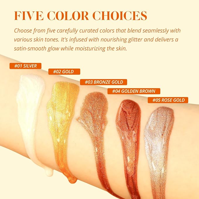 Liyalan Shimmer Body Oil Golden Brown Color 1.0 fl.oz Face Glow Pearl - Image 5
