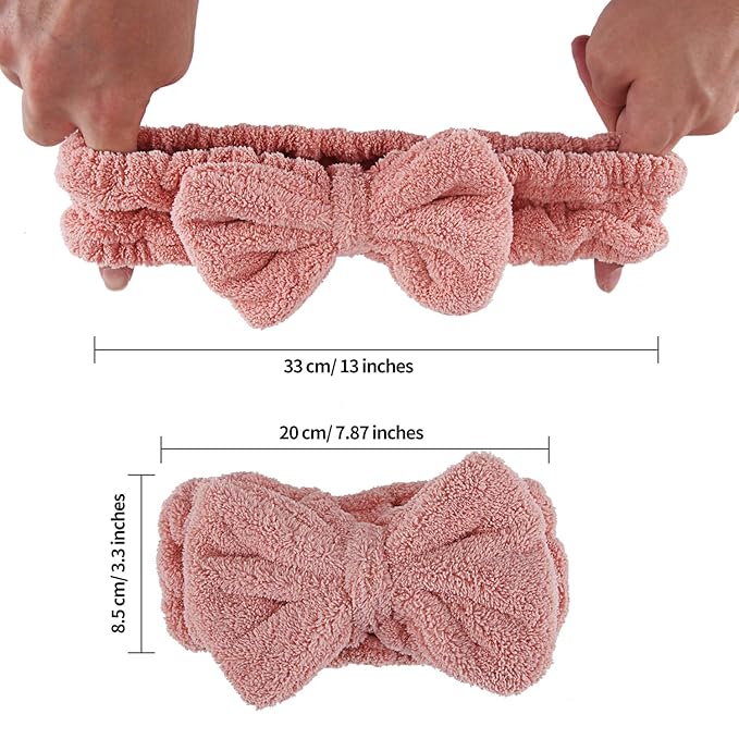 4 Pack Makeup Spa Headband Microfiber Bow Towel Soft Fluffy Washing Face - Image 3