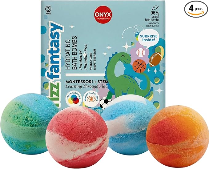 ONYX Professional Fizz Fantasy Hydrating Kid’s Bath Bomb, Vanilla Cake and by OnyxProfessional