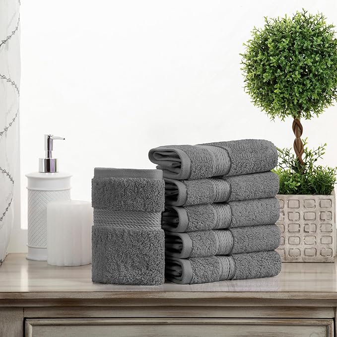 Superior Egyptian Cotton Pile Face Towel/Washcloth Set of 6, Ultra Soft Luxury - Image 2