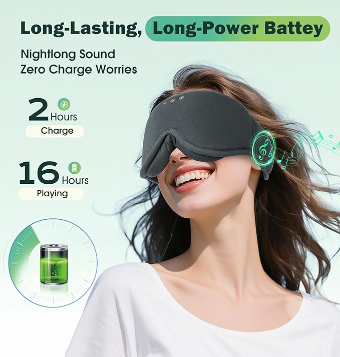 Sleep Mask with Headphones Bluetooth 5.4, LC-dolida Wireless Music Eye Mask - Image 4