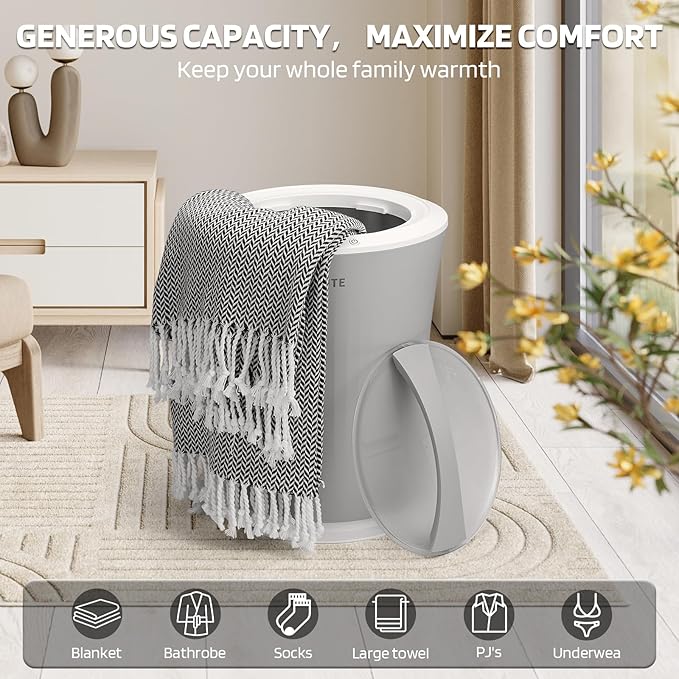 Lagute 20L Towel Warmer for Bathroom, 3-Level Timer, Warning Alarm & RGB Light - Image 5