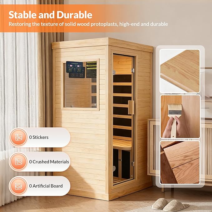 OUTEXER Infrared Sauna Home Sauna Spa Room Chilean Pine Wood 1200W Indoor - Image 8