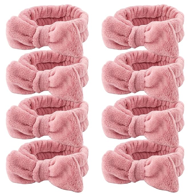Ondder Spa Headband for Washing Face 8 Pack Dark Pink Skincare Headbands for by Ondder