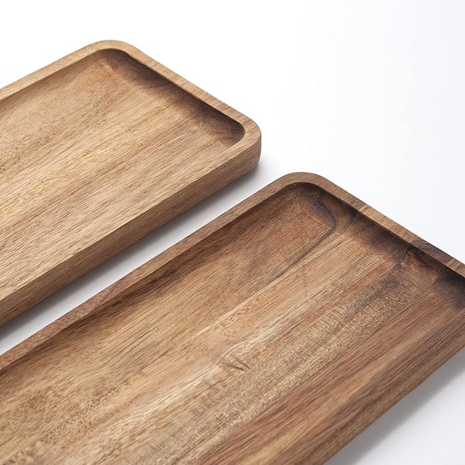 Bathroom Vanity Tray, Acacia Wood Counter Tray, Toilet Tank Tray, Appetizer - Image 2