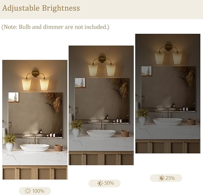 Bathroom Vanity Light with Fabric Shade, 2-Light Bathroom Vanity Light Over - Image 4