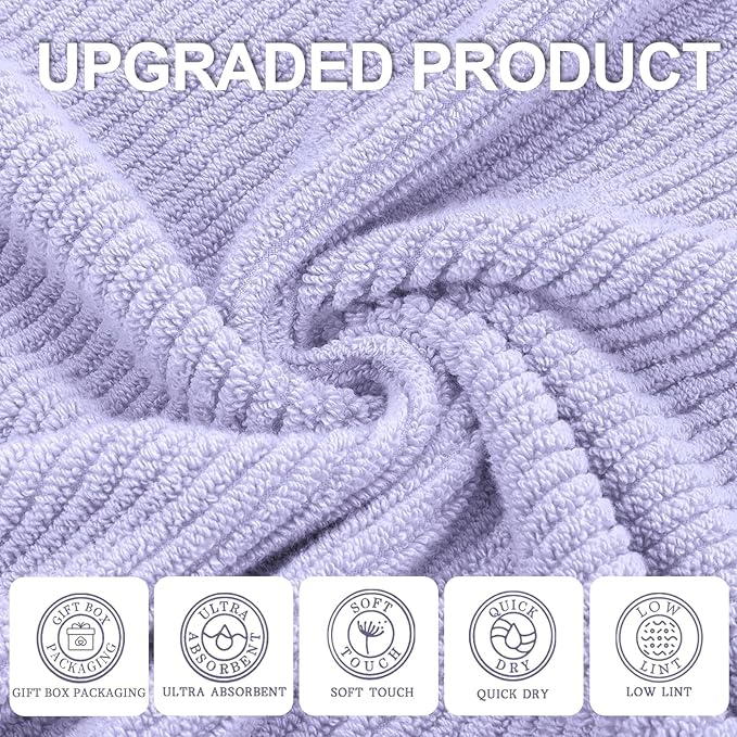 VOOVA & MOVAS Purple Bath Towels Set of 4, Large 30" x 56" - Image 2
