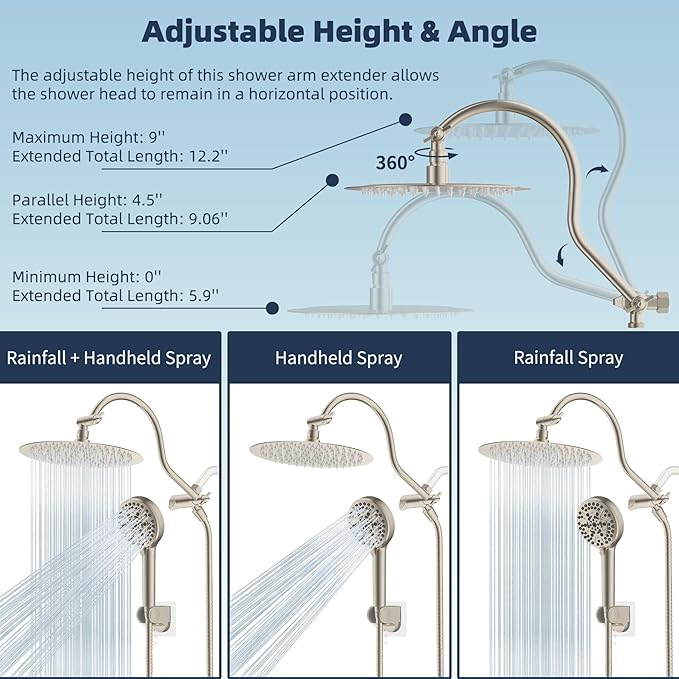 Hibbent All Metal CUPC Certified Shower Head, Handheld Showerhead Combo - Image 6