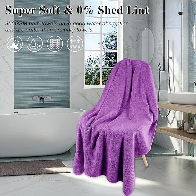 SEISSO Bath Towels, Extra Absorbent & Quick Drying Lightweight Fiber Towels - Image 2